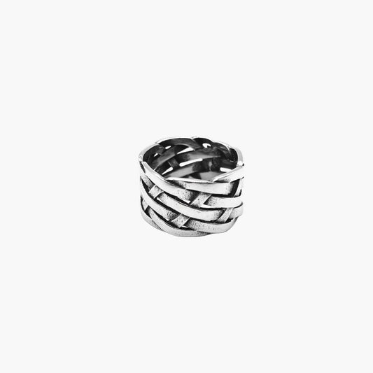 HOUSE OF ROK Saga Woven Norse Pattern Stainless Steel Ring