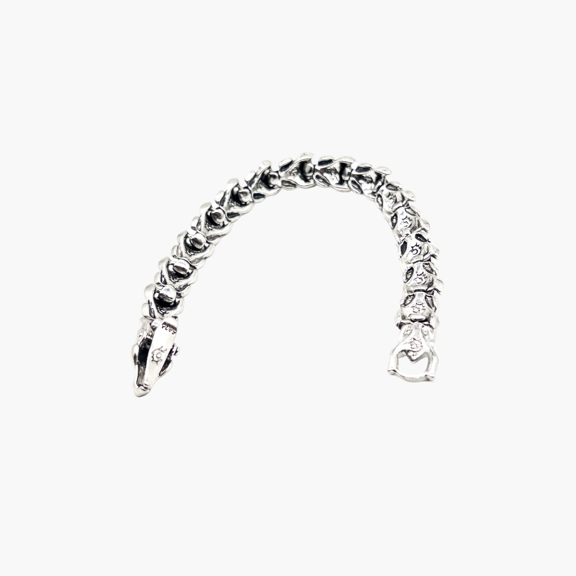 serpent head detail on Silver Serpent stainless steel bracelet upside down