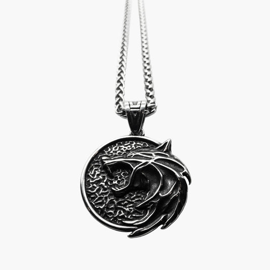 HOUSE OF ROK Skoll Chain Wolf Head Pendant Stainless Steel Necklace