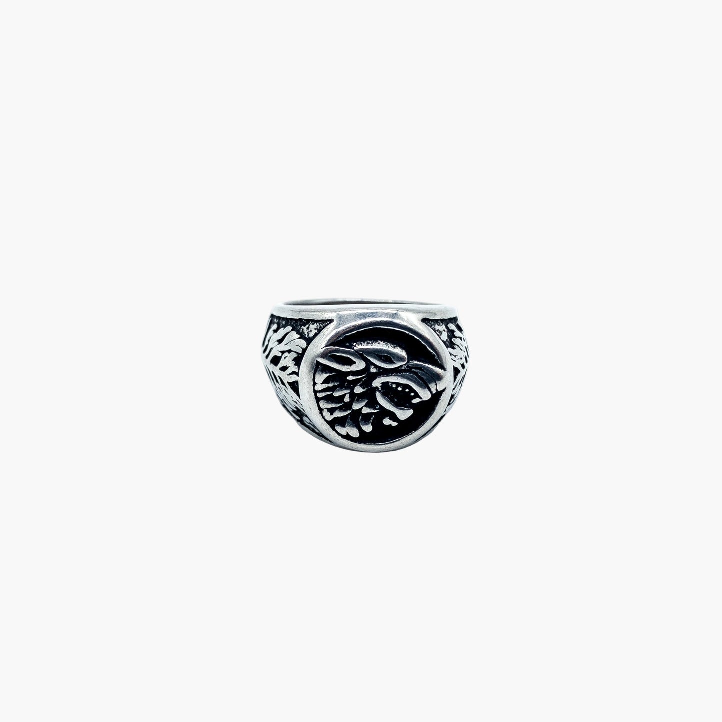 HOUSE OF ROK Skoll Wolf and Yggdrasil Stainless Steel Norse Ring