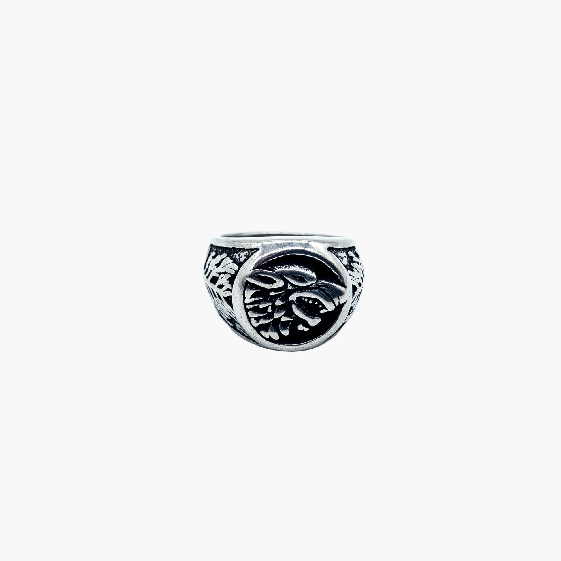 HOUSE OF ROK Skoll Wolf and Yggdrasil Stainless Steel Norse Ring