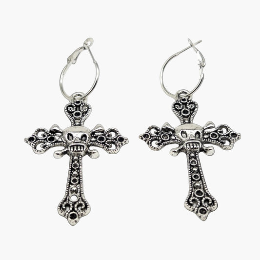 Skull Cross Gothic Stainless Steel Earrings HOUSE OF ROK