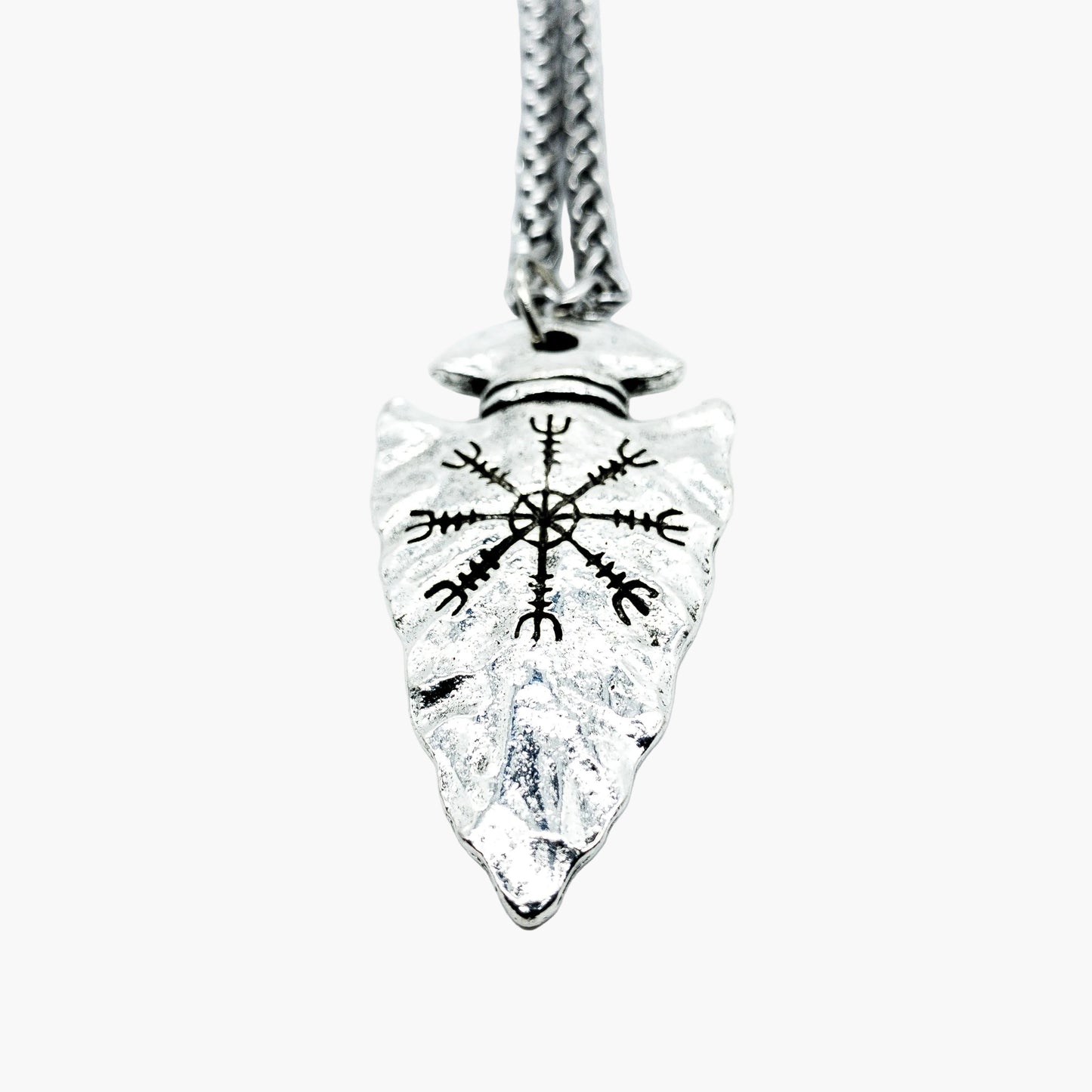 Vegvisir Norse compass design on stone pendant