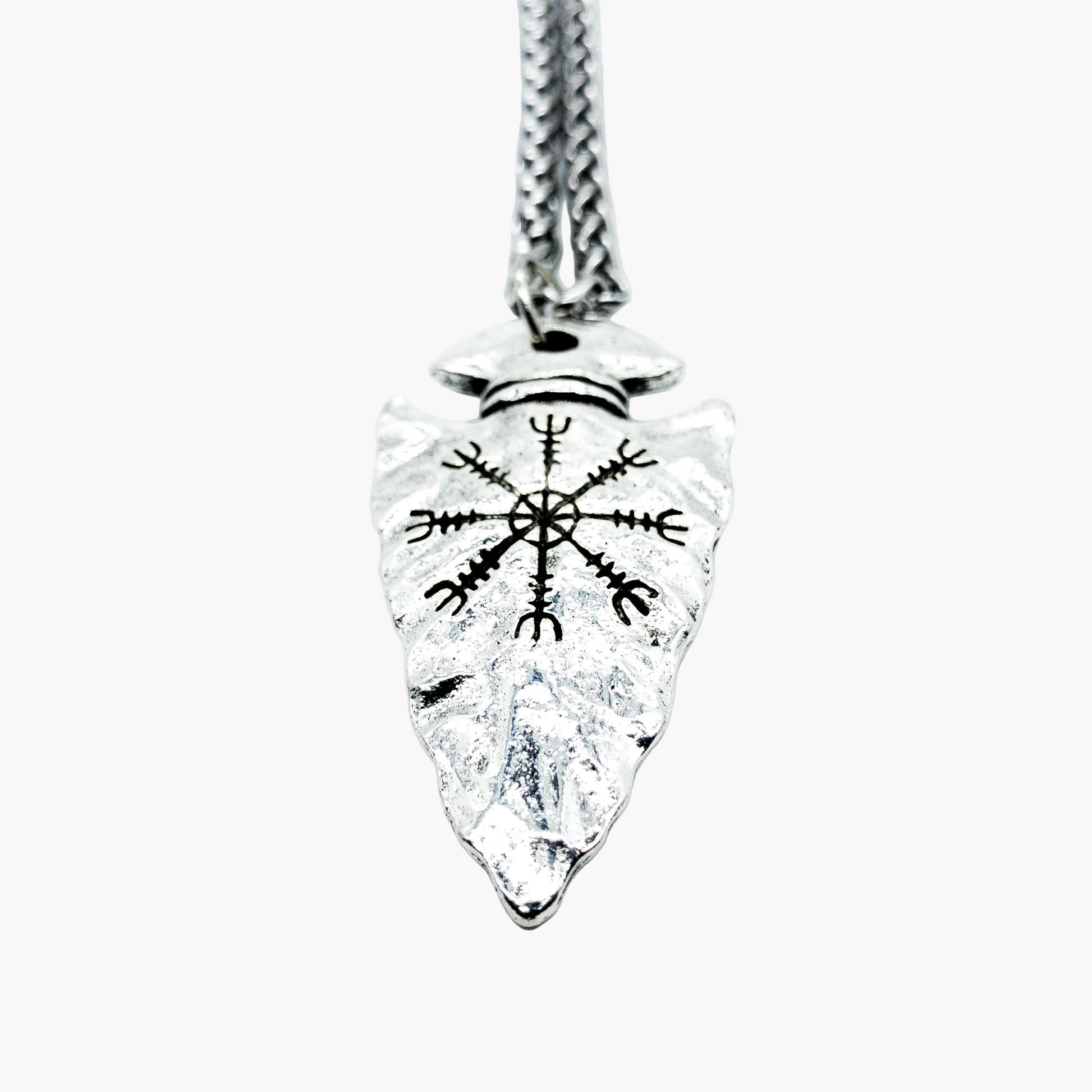 Vegvisir Norse compass design on stone pendant