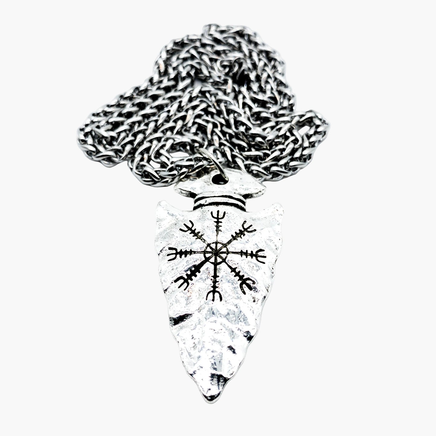 HOUSE OF ROK Stonerock Vegvisir Stone Pendant Stainless Steel Necklace