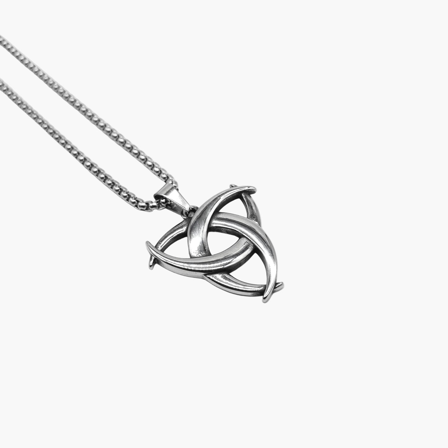 right angle view of Trinity Knot triquetra pendant