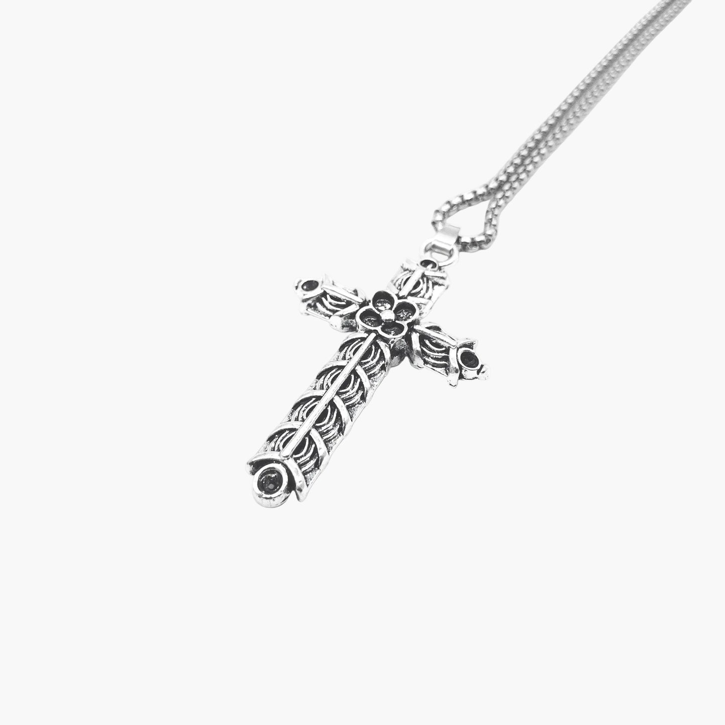 left angle view of Viking Cross stainless steel pendant