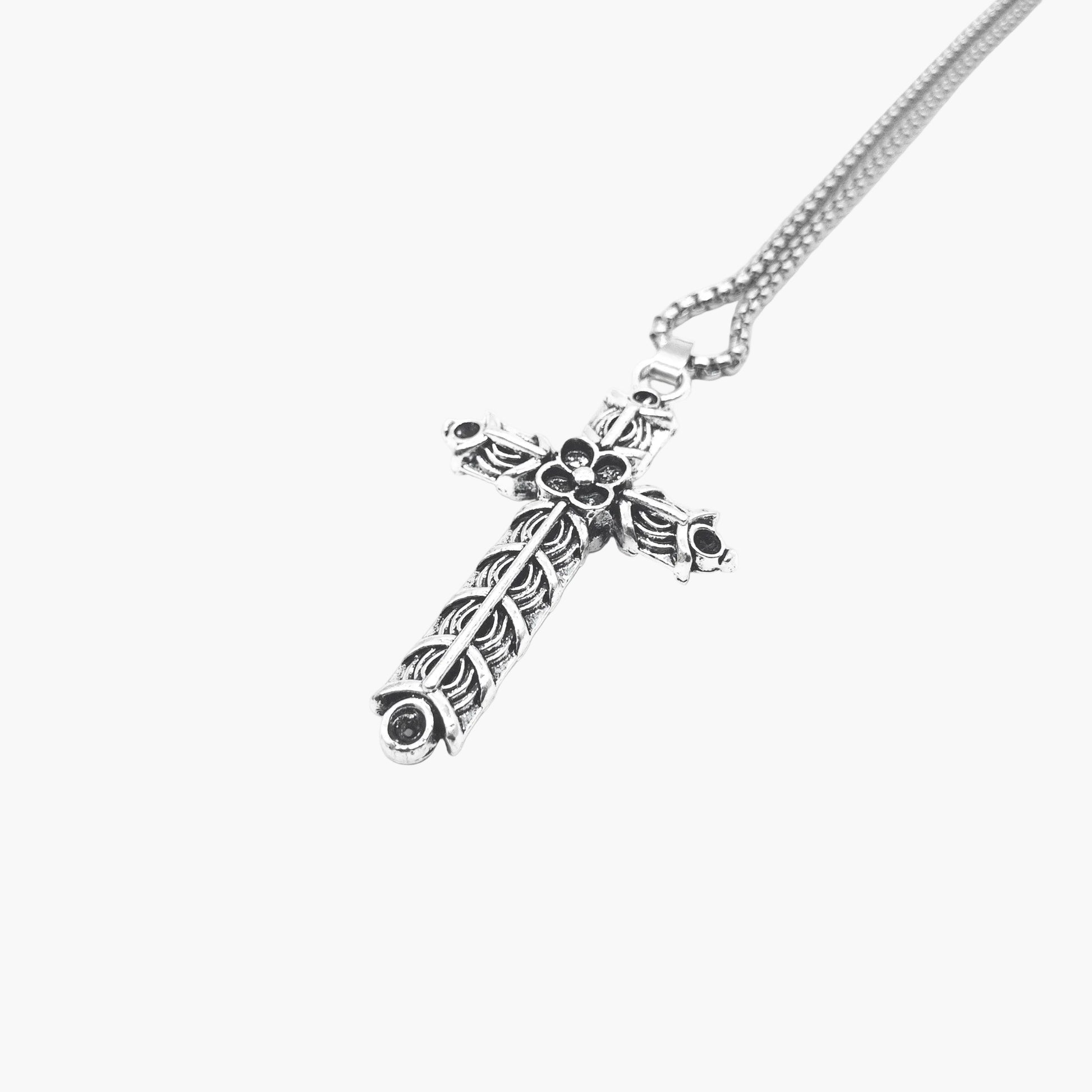 left angle view of Viking Cross stainless steel pendant