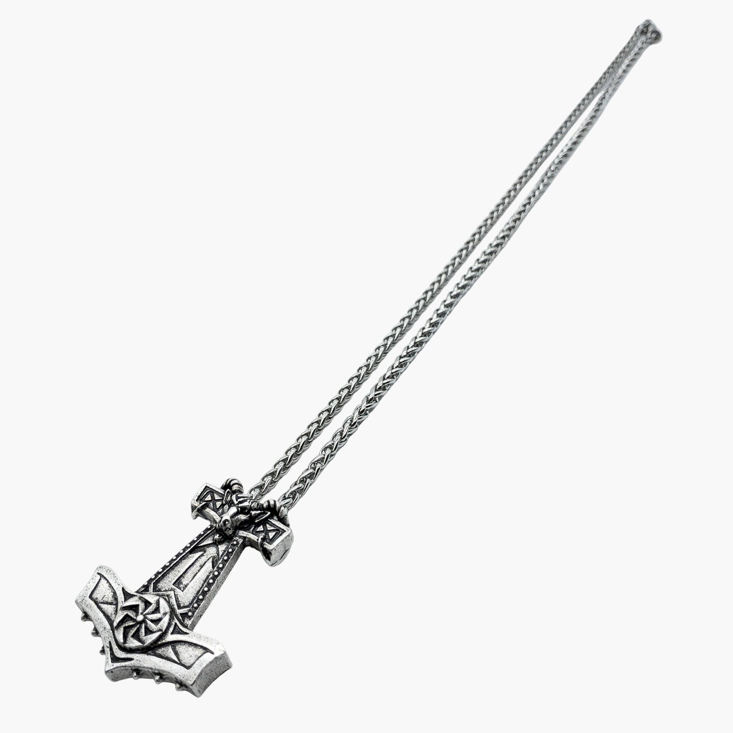 left angled view of Viking Goat Chain stainless steel necklace