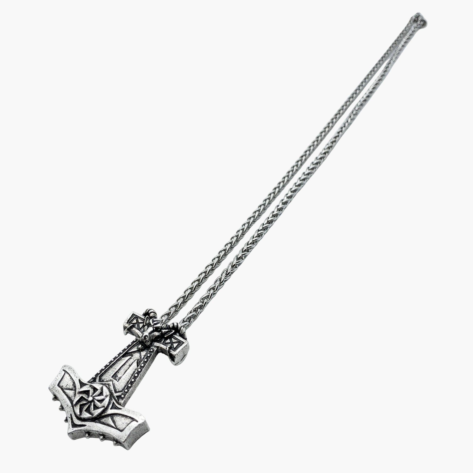 left angled view of Viking Goat Chain stainless steel necklace