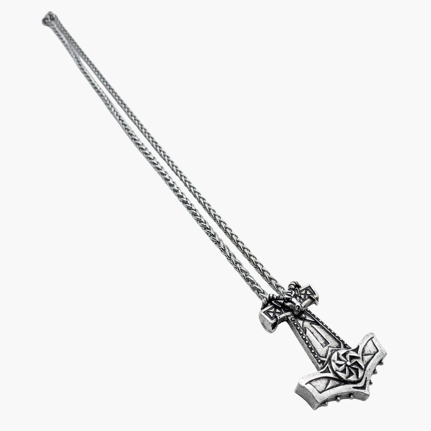 right angled shot view of Viking Goat Chain stainless steel necklace