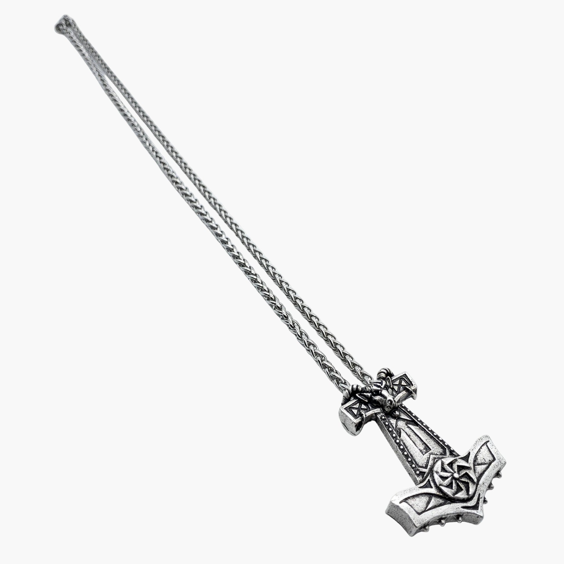 right angled shot view of Viking Goat Chain stainless steel necklace