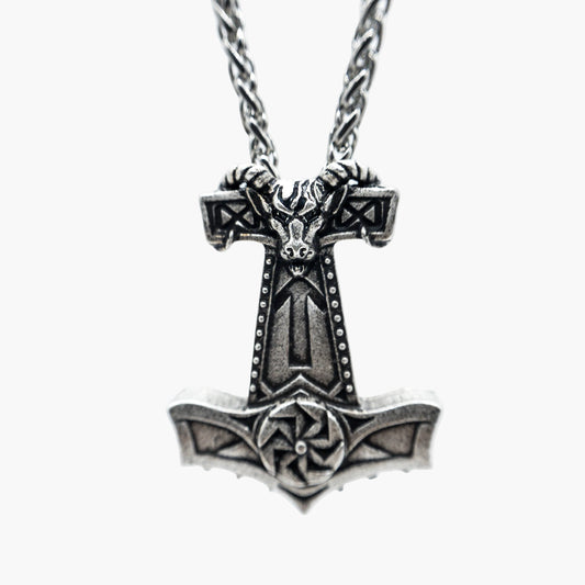 HOUSE OF ROK Viking Goat Chain With Tanngrisnir Mjolnir Pendant