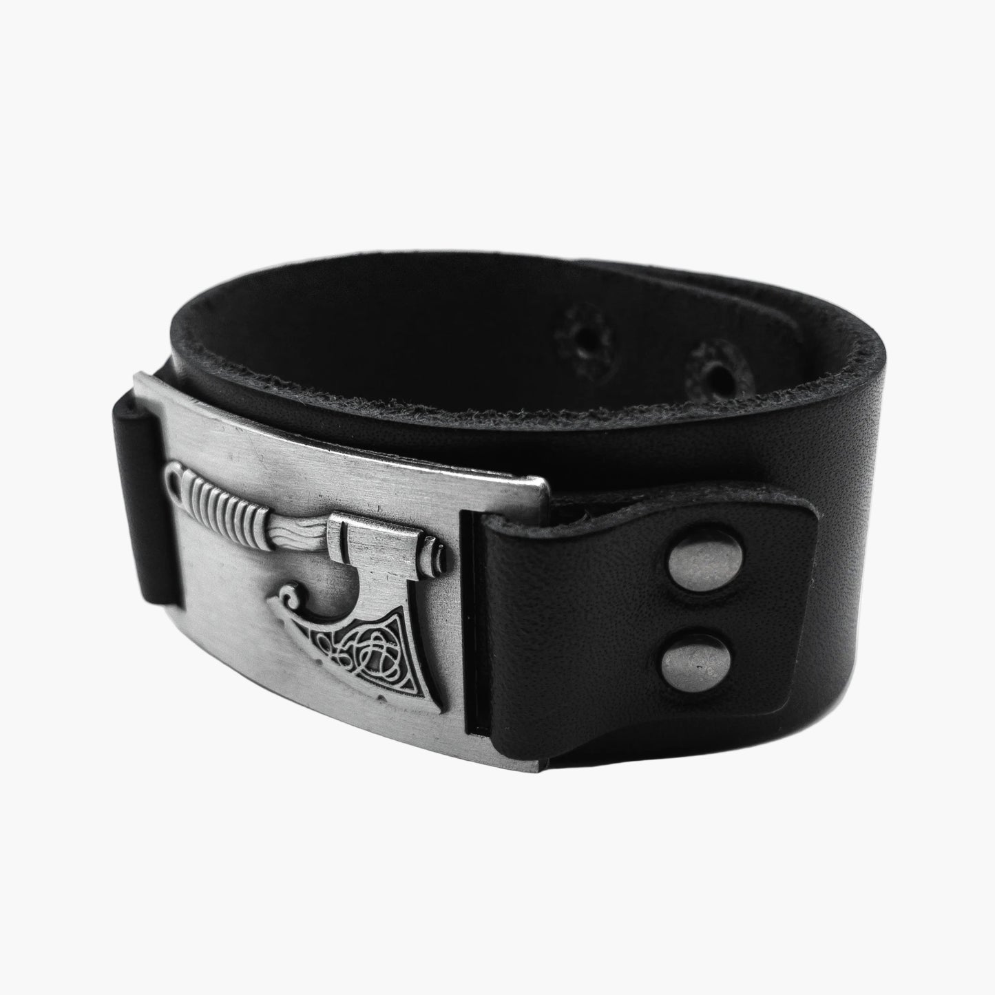 left angle view of War Axe adjustable cuff bracelet