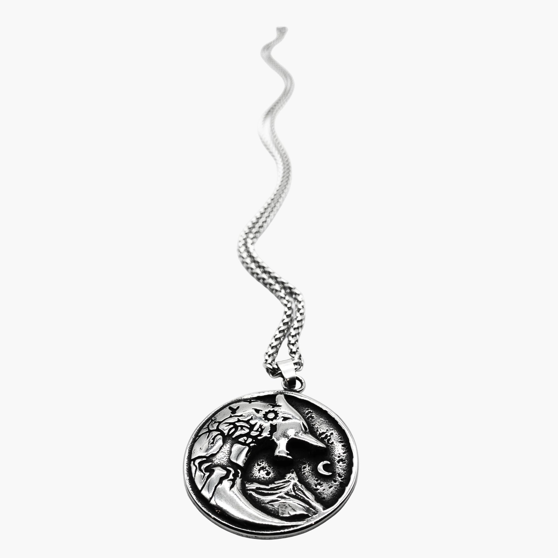 HOUSE OF ROK Warg Chain Wolf Yggdrasil Pendant Stainless Steel Necklace