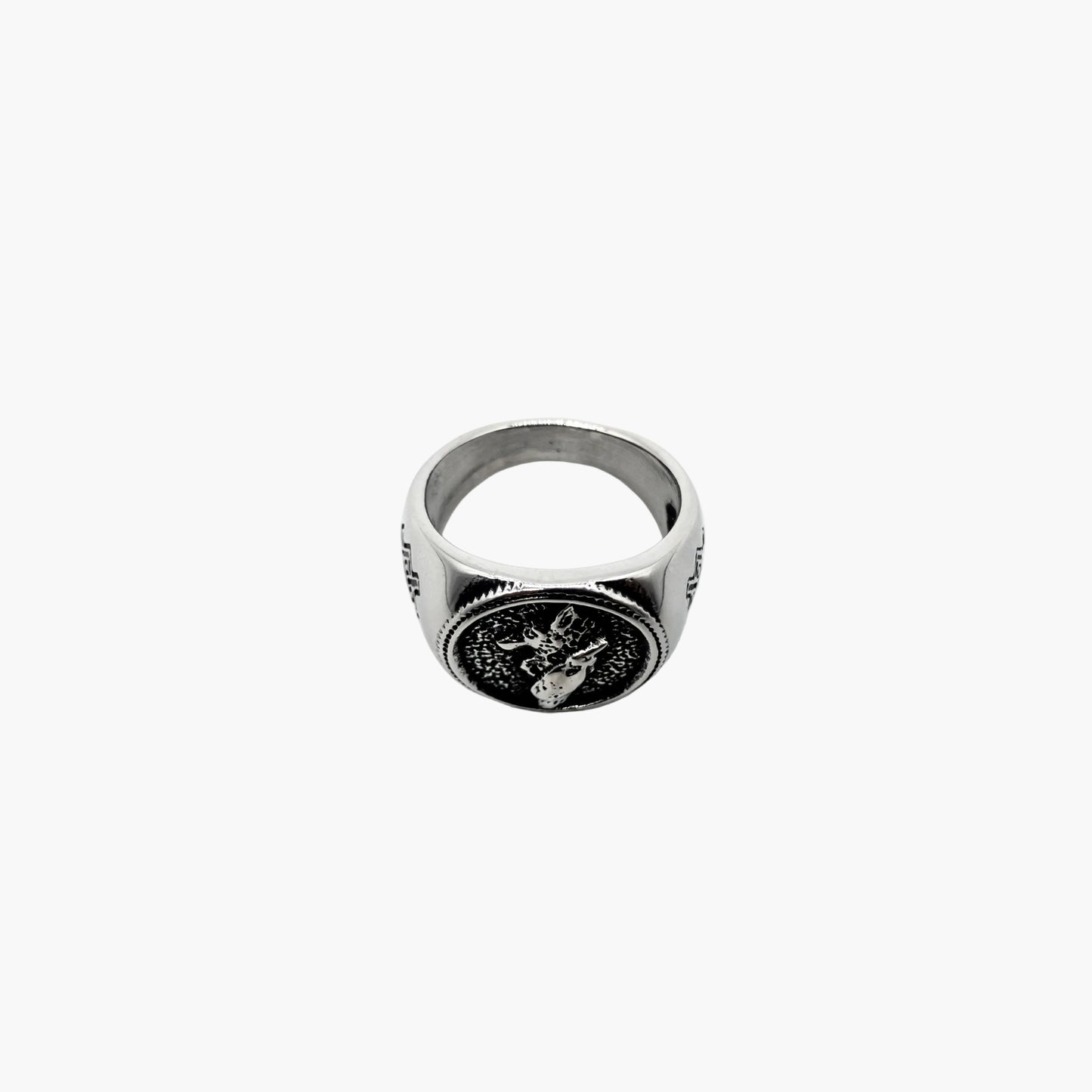 top down view of Warg Norse ring showing Celtic etchings