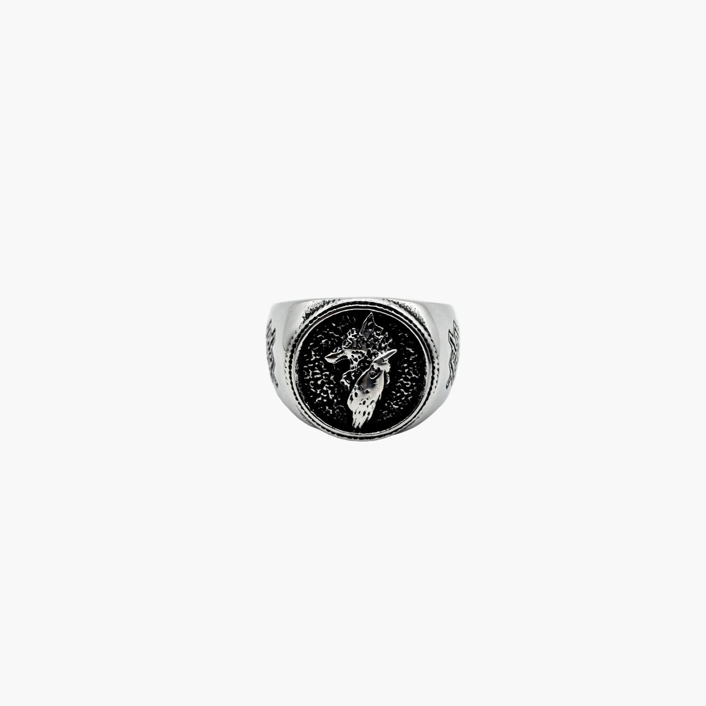 HOUSE OF ROK Warg Wolf and Celtic Stainless Steel Norse Ring