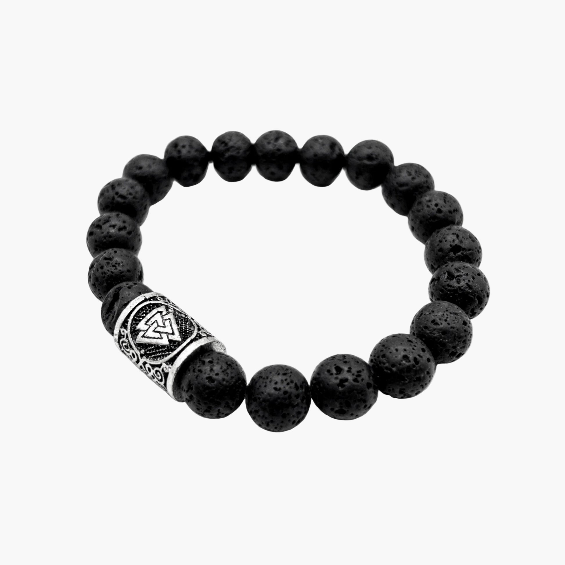 left angle view of Warrior Beads black bead bracelet