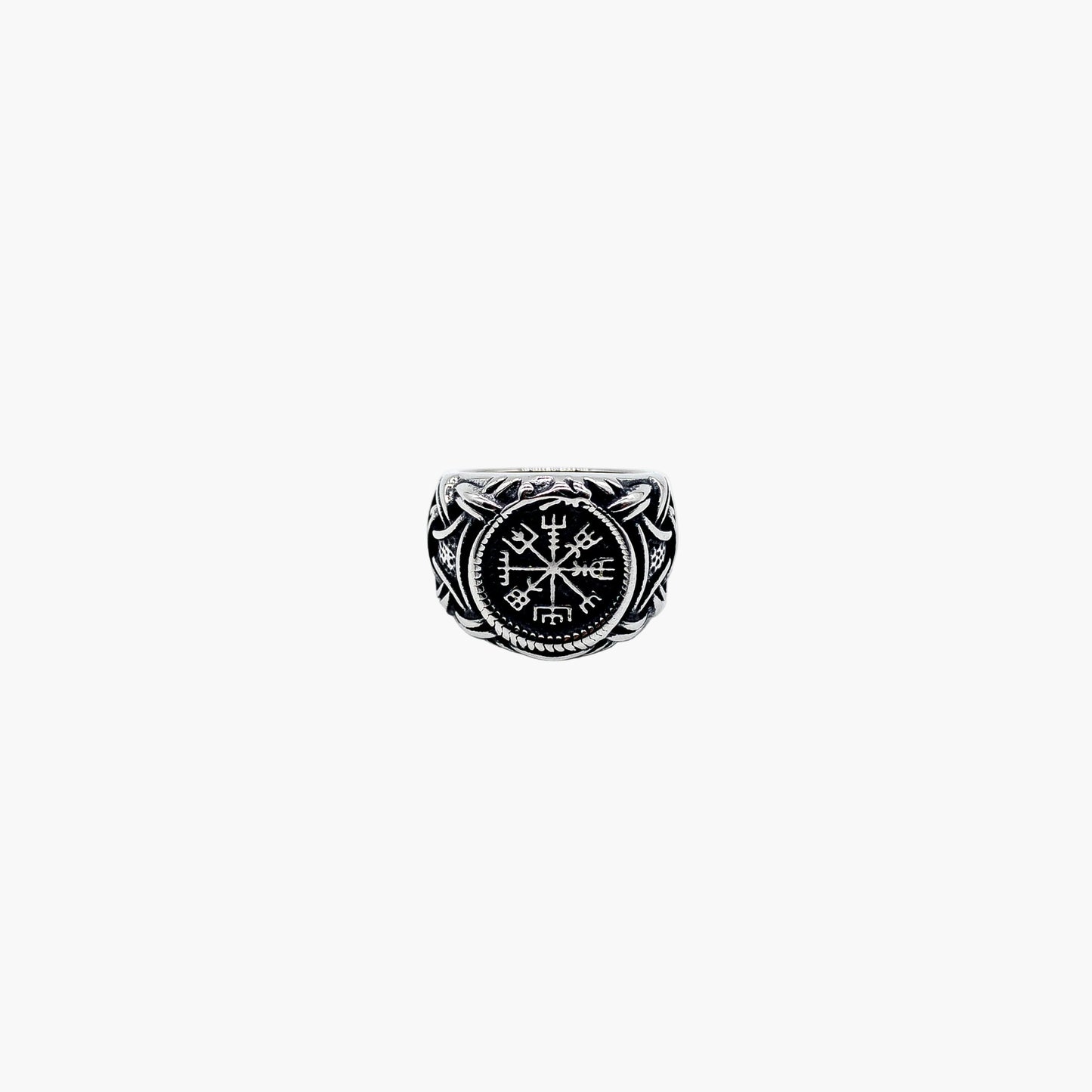 HOUSE OF ROK Wayfarer Helm of Awe Stainless Steel Norse Ring