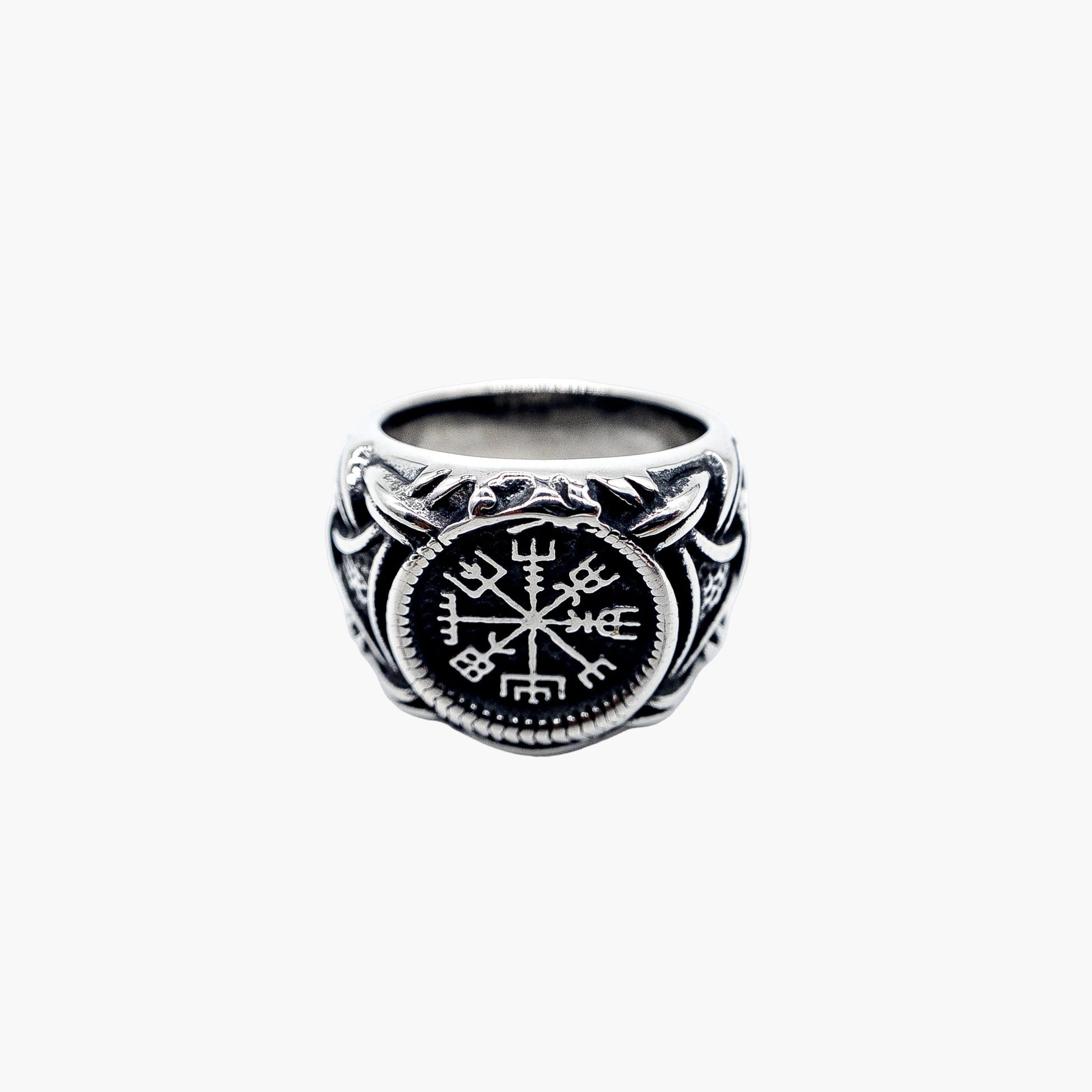 top down view of Wayfarer stainless steel ring showing band profile