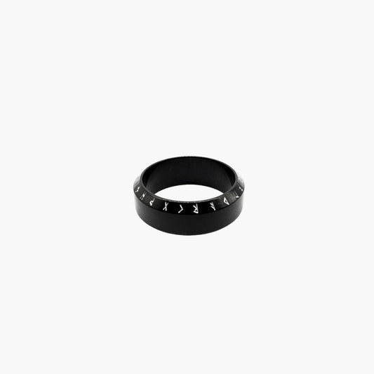 White Runes Black Norse Ceramic Ring HOUSE OF ROK