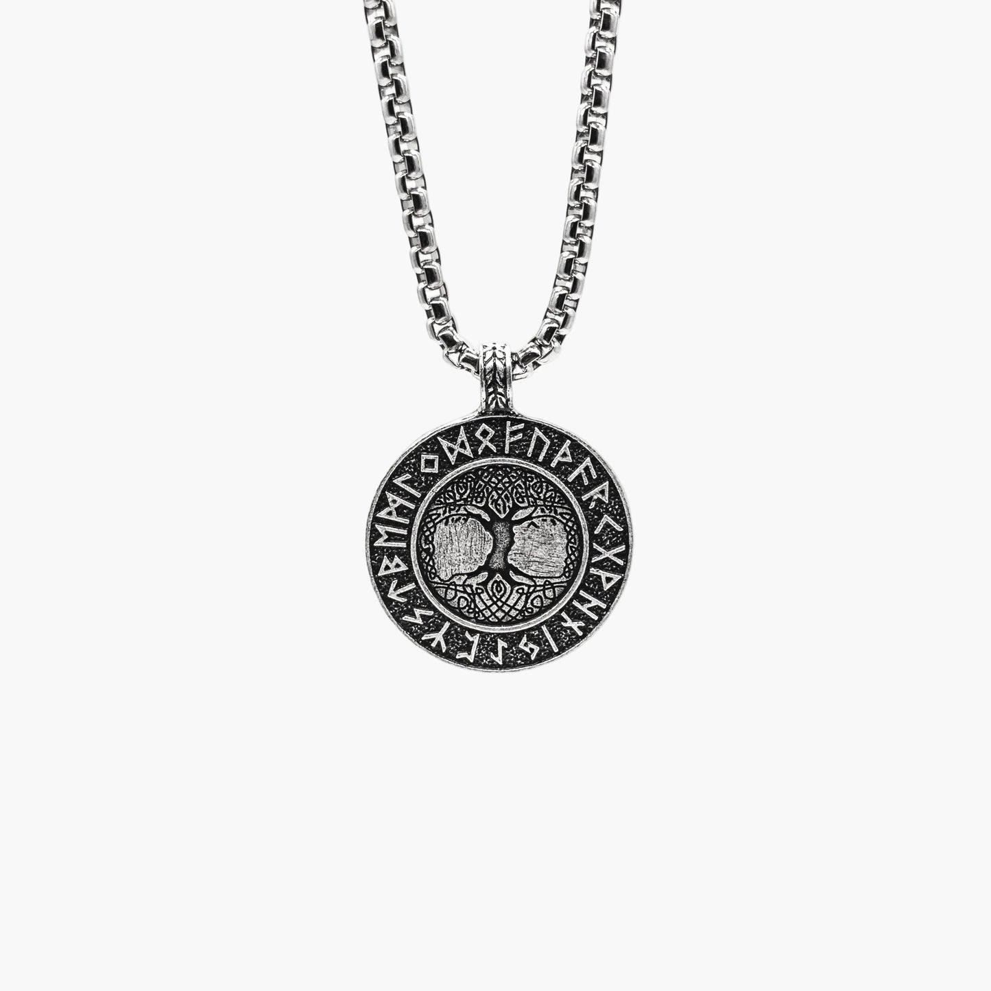 Yggdrasil Tree of Life engraving detail on White Tree pendant
