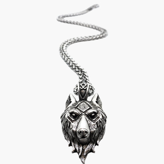 HOUSE OF ROK Wolf Norse Pendant Necklace Stainless Steel